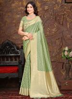 Cotton Silk Green Festival Wear Weaving Saree